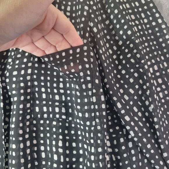 Alyx Womens Sheer Shirt Dress Black White Dot Print Button Front Size‎ S Career - Picture 6 of 12